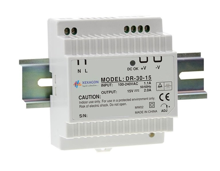 DR-30W Din Rail Power Supply 15V, 2A