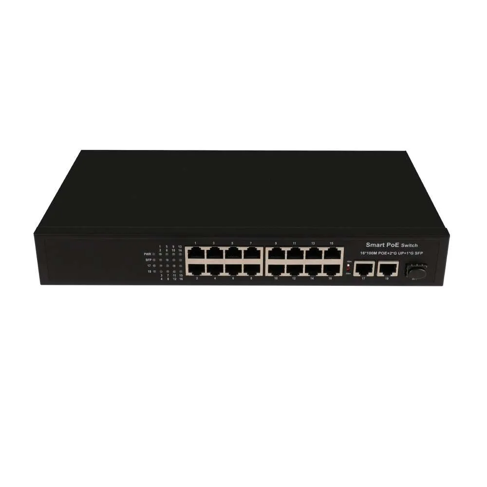 CCTV 18 Ports 100M PoE Switch with 2 Giga*RJ45 +1*SFP Switch