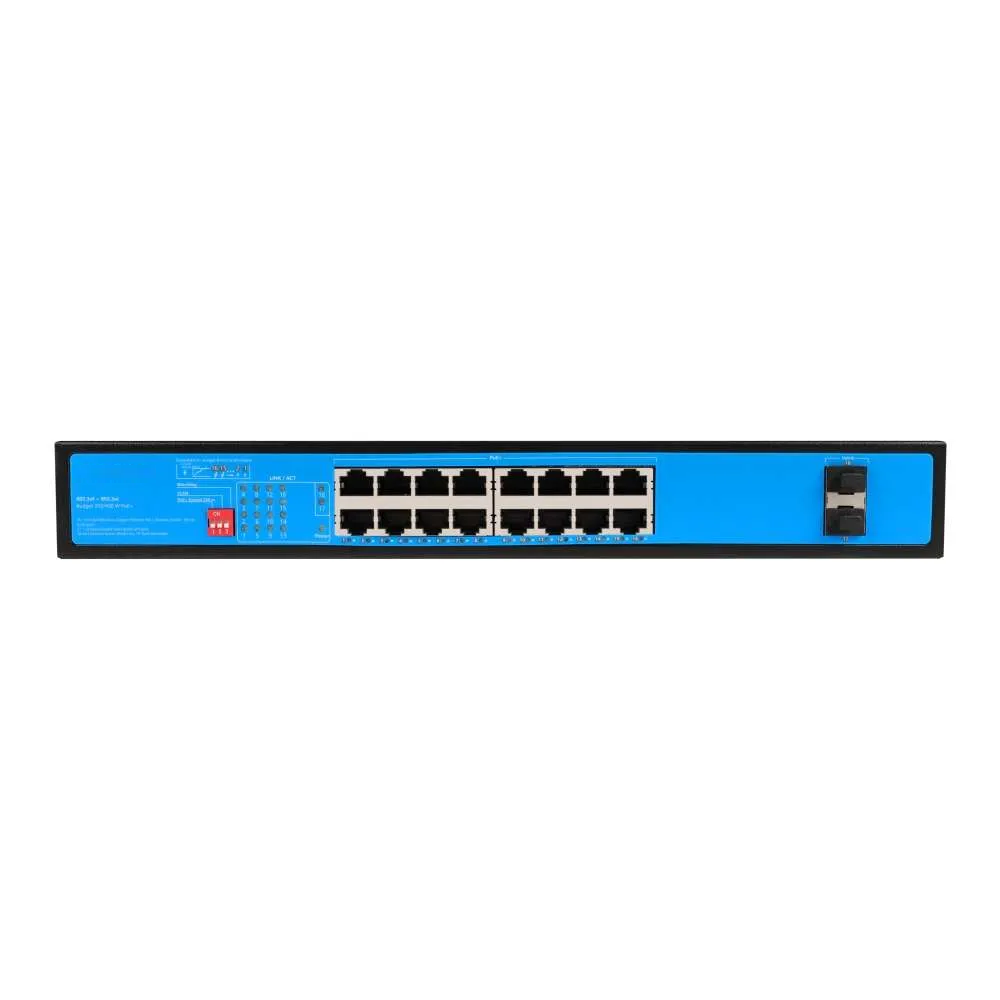 400W 16 Port Full Giga PoE Switch with 2 Giga*SFP