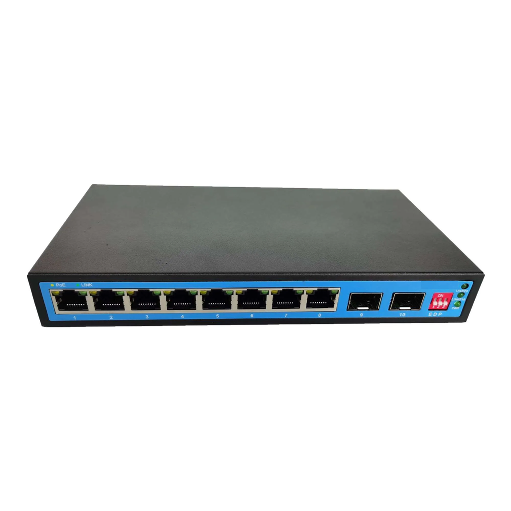 8 Port 100M Unmanaged PoE Switch With 2*1000M SFP Uplink Port