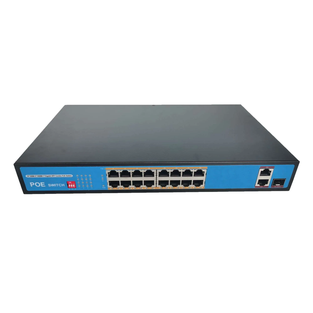 16 Port 100M PoE Switch with 2*1000M RJ45+1*1000M TP/SFP Port