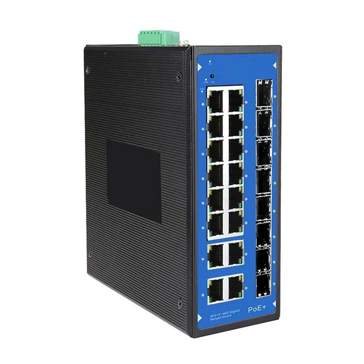 16 Port PoE Full Gigabit Industrial Managed PoE Ethernet Switch with 8GF SFP Network Switch 48V PoE Switch