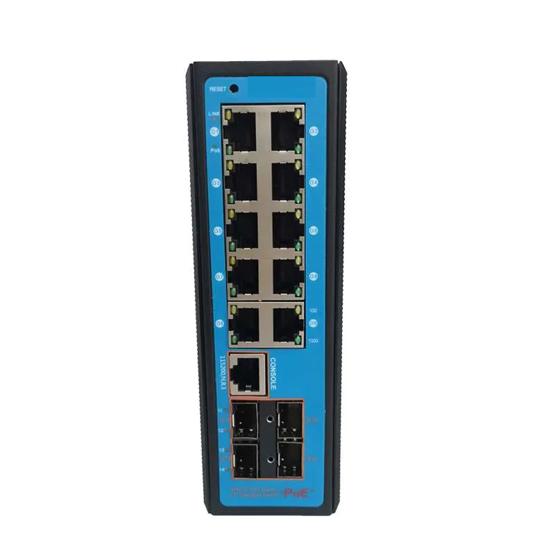 1000M 10 Port Managed Industrial POE Switch with 4 Uplink SFP slot
