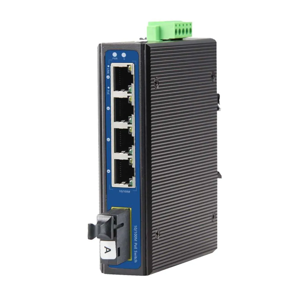 100M 4 Port Industrial POE Switch with SC Fiber Port