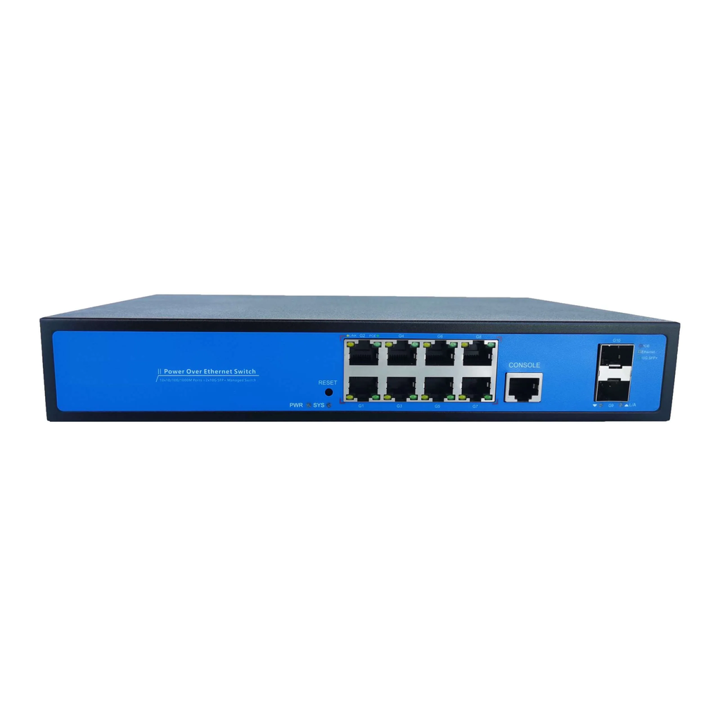 10 Ports Managed PoE Switch with 2*10G-SFP Solt