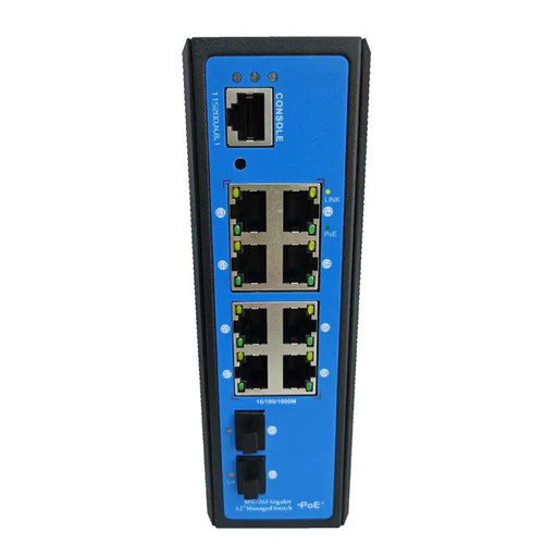 [XC-PIS3910M-8GE] High Quality 8 Port 10/100/1000M 802.3at Industrial PoE Ethernet Switch w/12V Booster