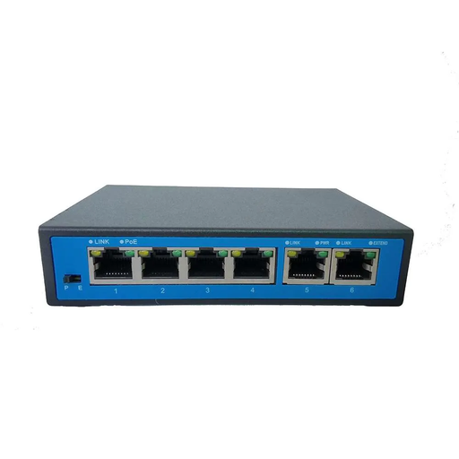 [XC-S1906CF-DP] 4 Port 100M PoE Switch with 2*100M RJ45 Uplink, External Power Adaptor